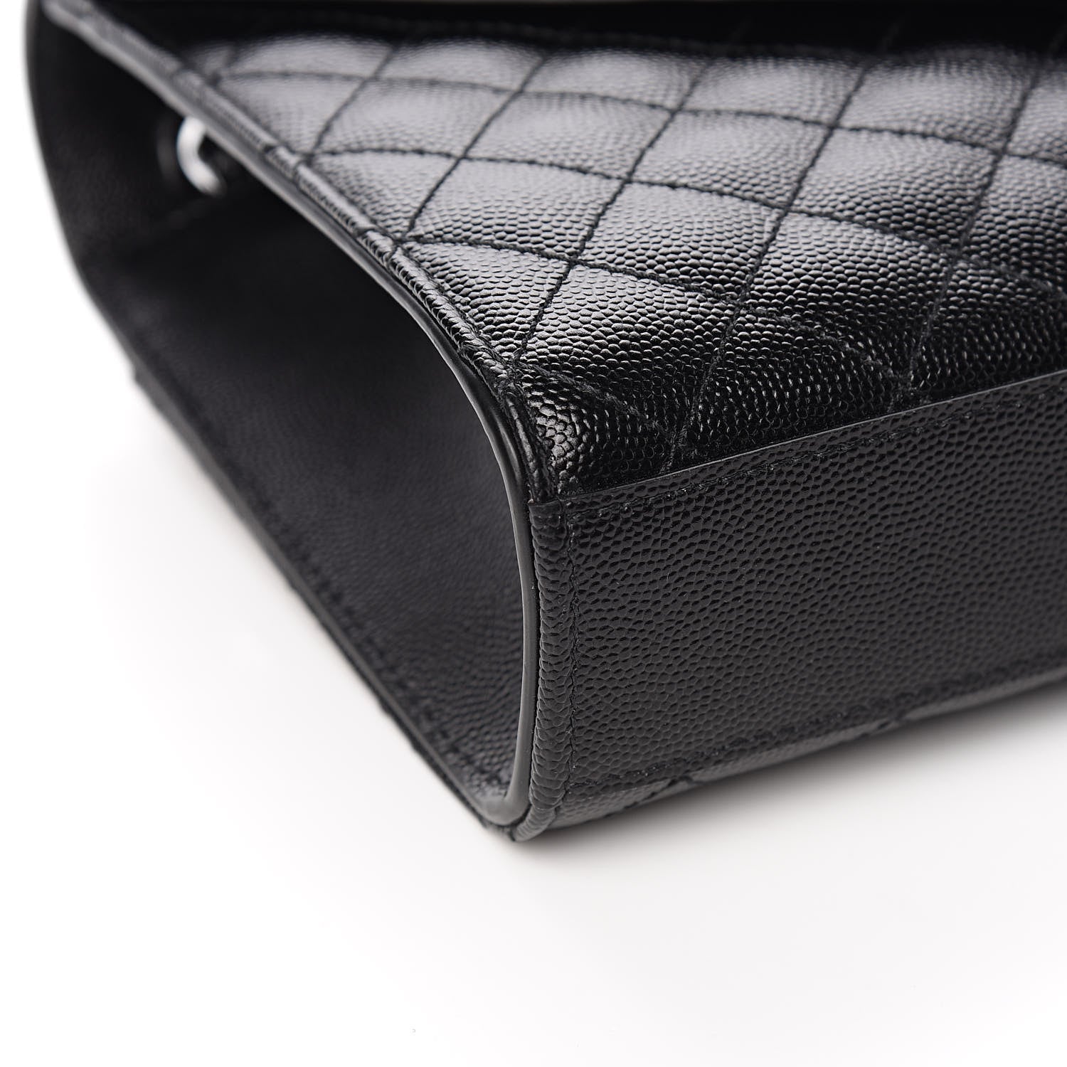 Saint Laurent Grain De Poudre Textured Mixed Matelasse Triquilt Medium Monogram Satchel Black 7 of 9