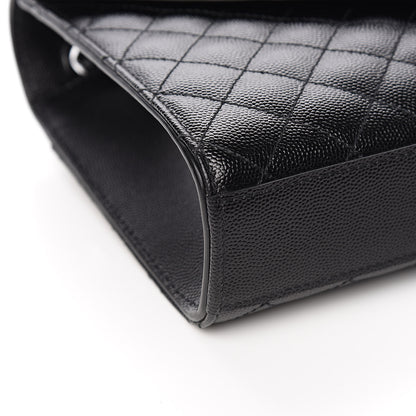 Saint Laurent Grain De Poudre Textured Mixed Matelasse Triquilt Medium Monogram Satchel Black 7 of 9