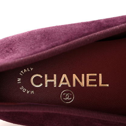 Chanel Suede Patent Calfskin Cap Toe CC Ballerina Flats 40 Burgundy 8 of 10