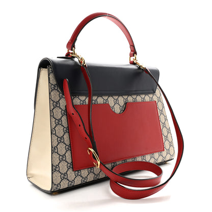 Gucci GG Supreme Monogram Calfskin Medium Padlock Top Handle Bag Beige Blue Mystic White Hibiscus Red 3 of 17