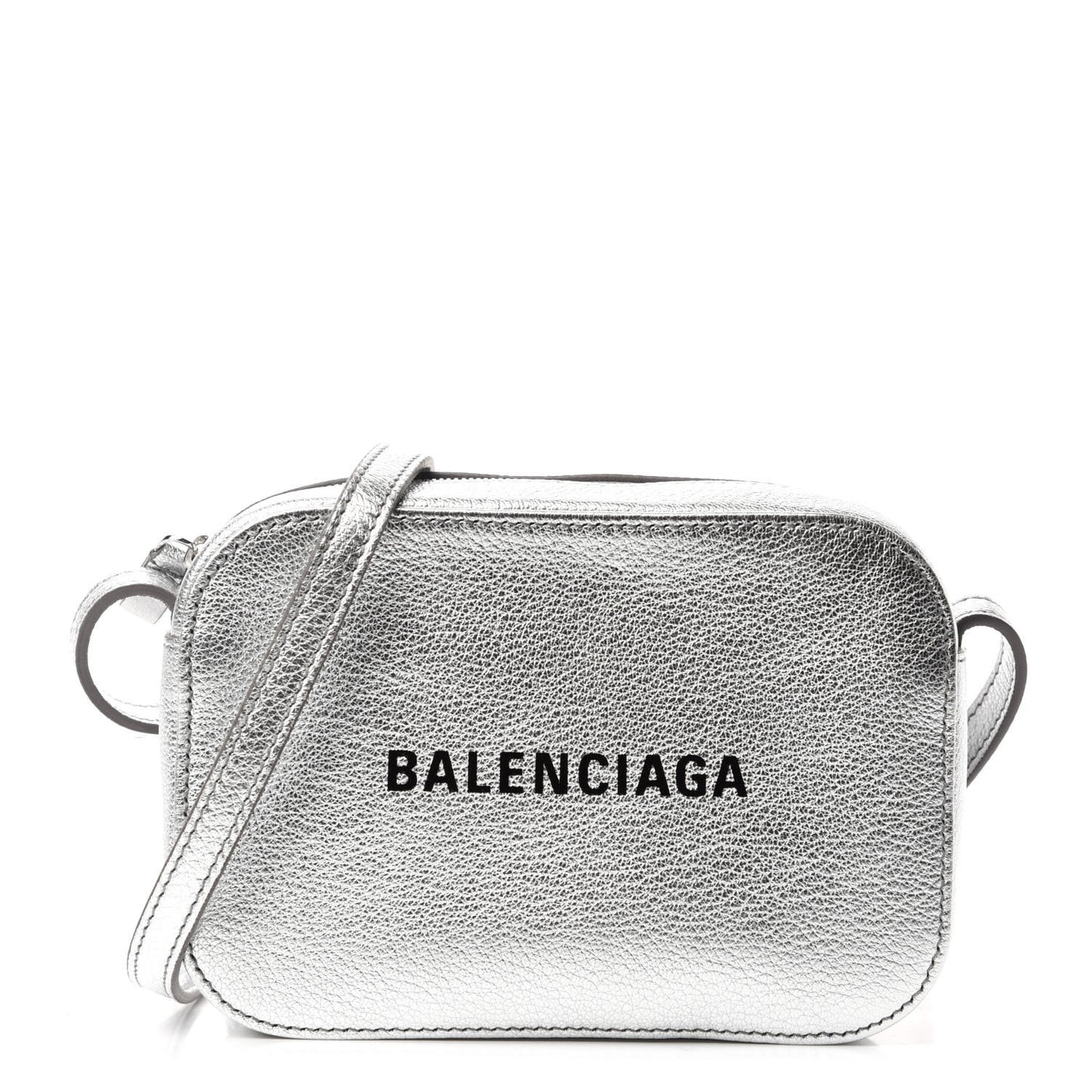 Metallic Goatskin Logo XS Everyday Camera Bag Argent Black