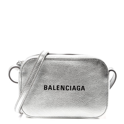 Balenciaga Metallic Goatskin Logo XS Everyday Camera Bag Argent Black 1 of 9