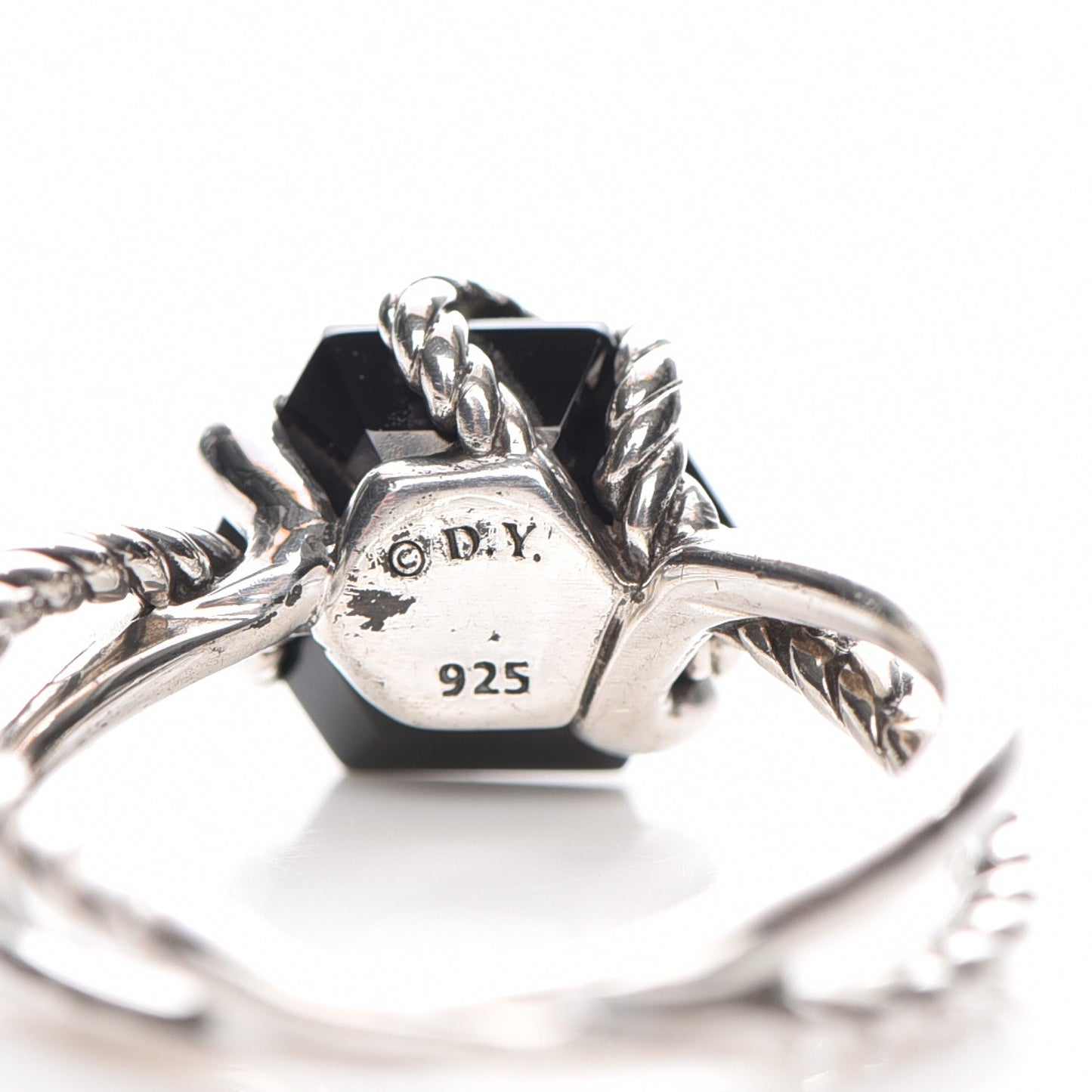 Sterling Silver Diamond Black Onyx 10mm Cable Wrap Ring 53.5 6.75