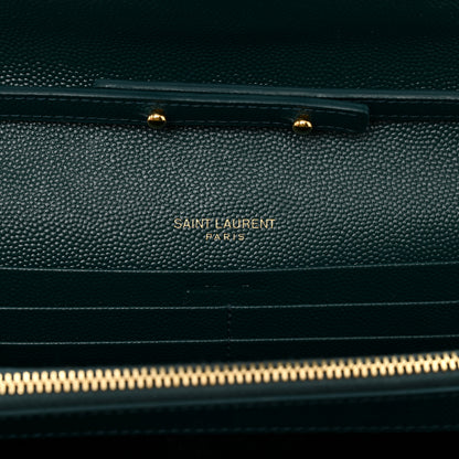 Saint Laurent Grain De Poudre Mixed Matelasse Triquilt Monogram Chain Wallet Sea Turquoise 7 of 9
