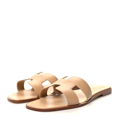 Hermes Calfskin Oran Sandals 39.5 Beige Albinos 3 of 9