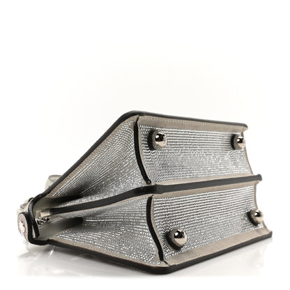 Fendi Iridescent Crystal Vitello Laminato Suede FF Petite Peekaboo I SEE U Satchel Cappuccino 4 of 10