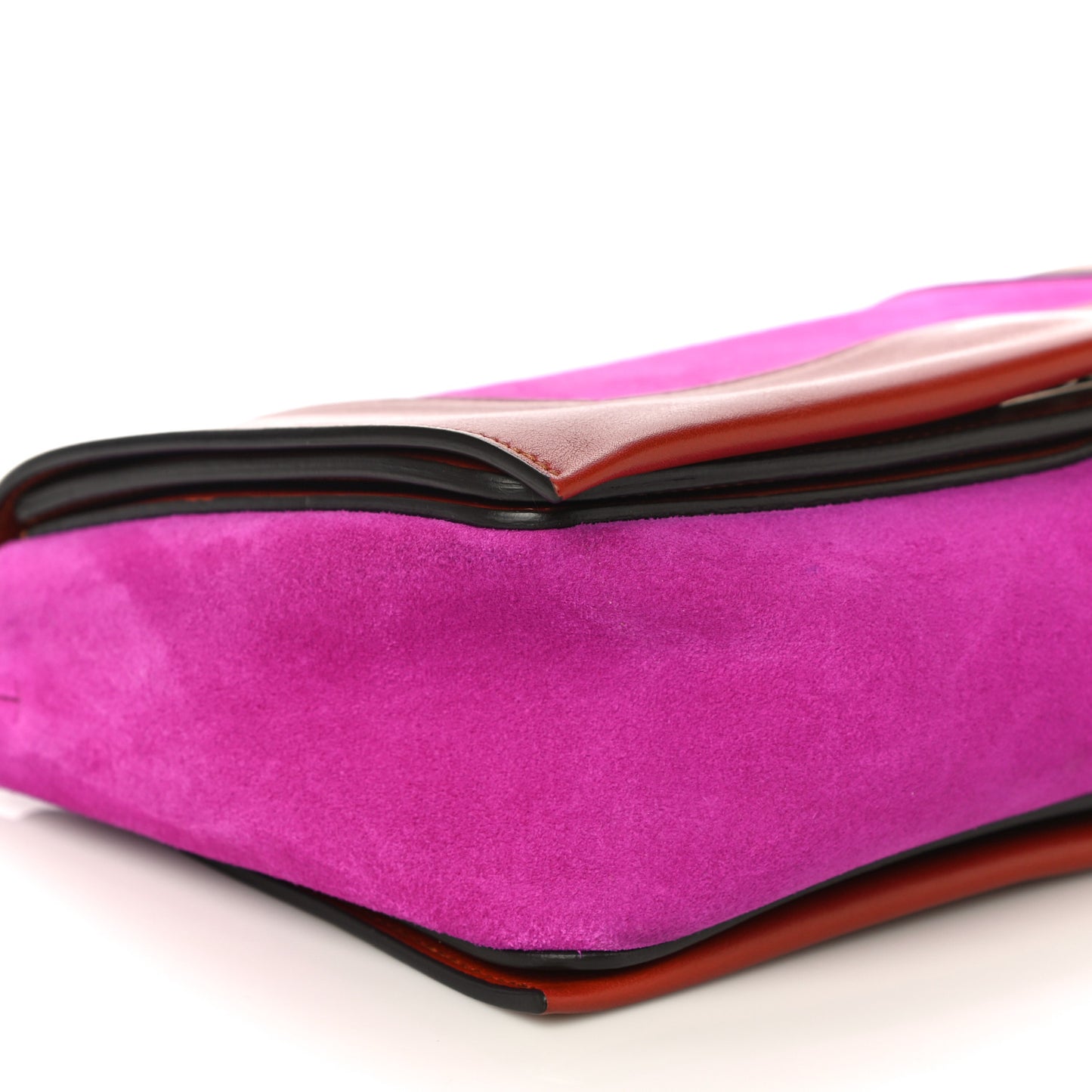 Suede Calfskin Medium Frame Shoulder Bag Brick