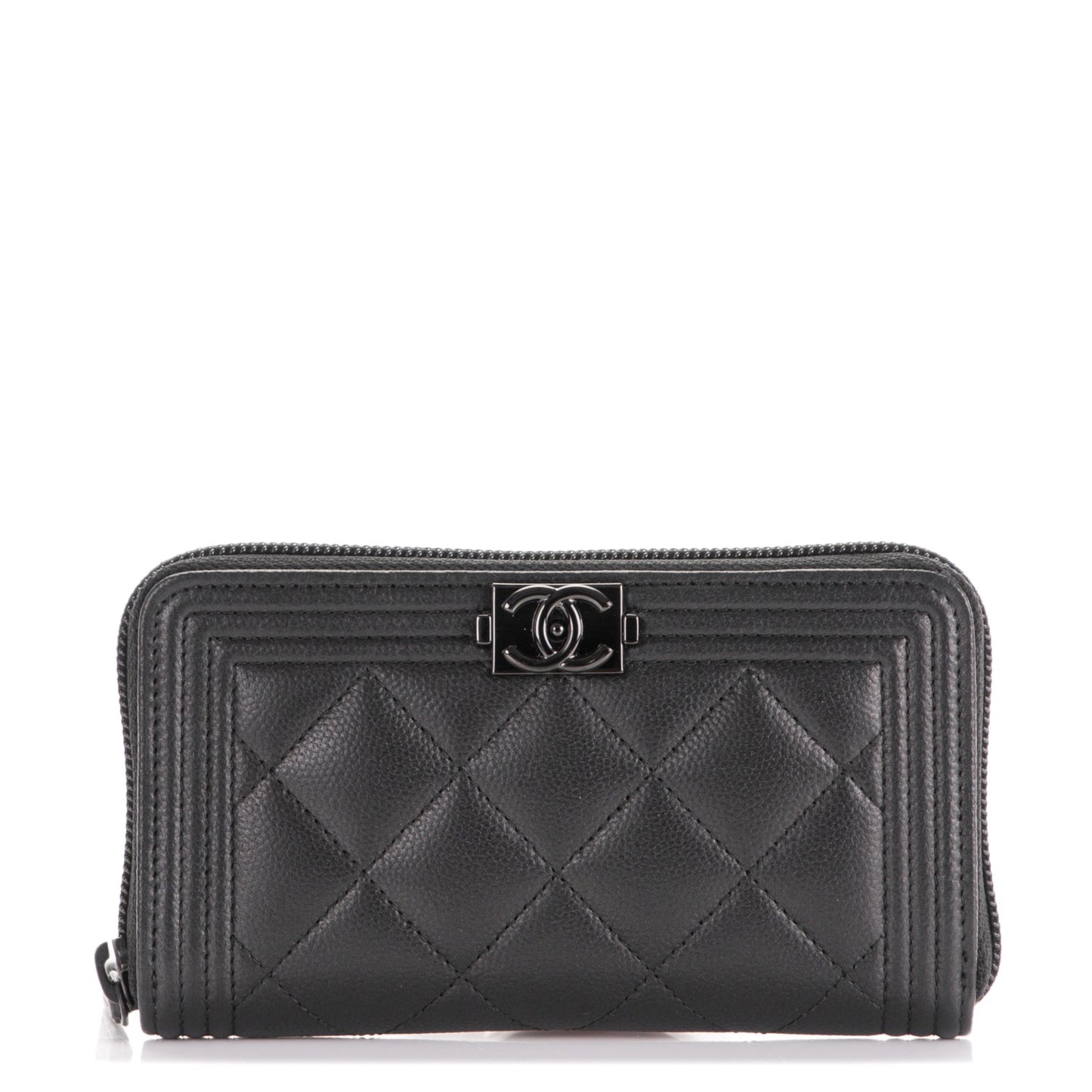 Caviar Quilted Small Boy Zip Around Wallet So Black