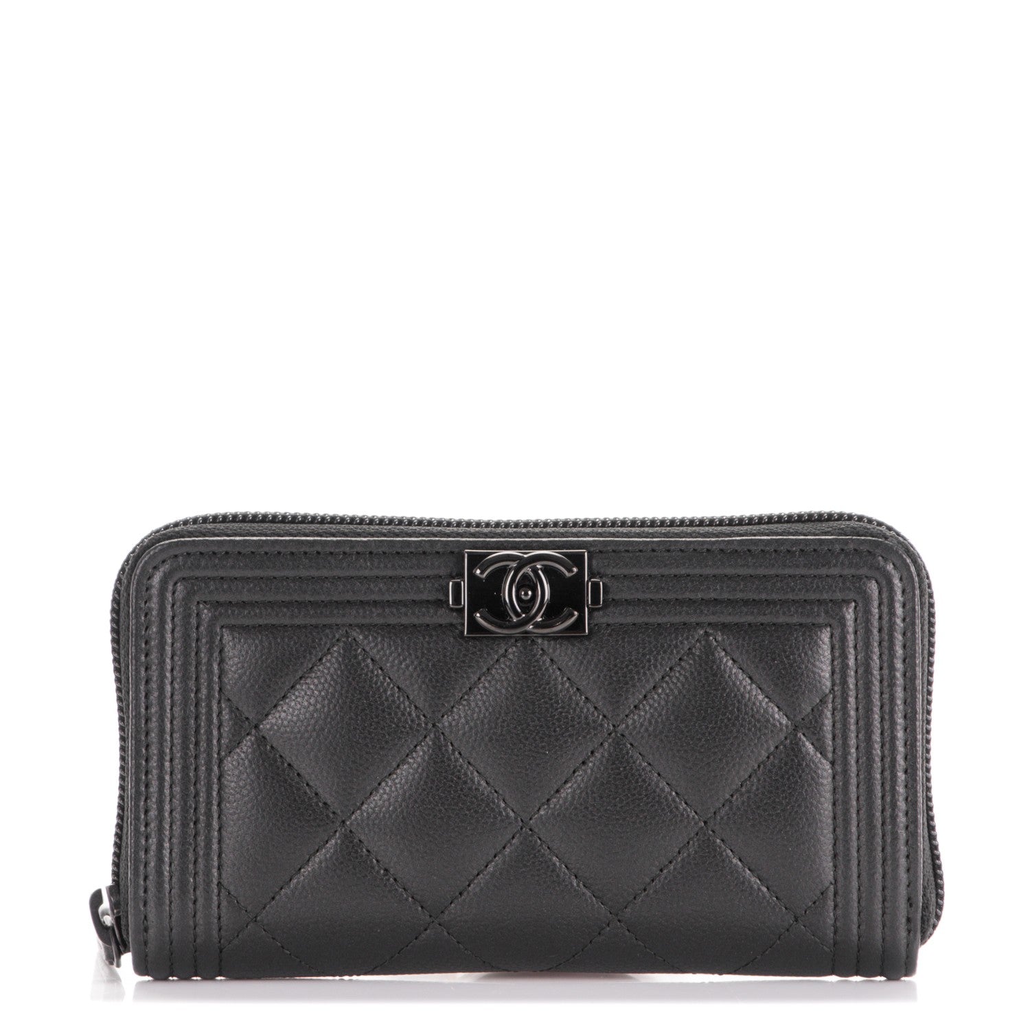 Chanel Caviar Quilted Small Boy Zip Around Wallet So Black 1 of 8