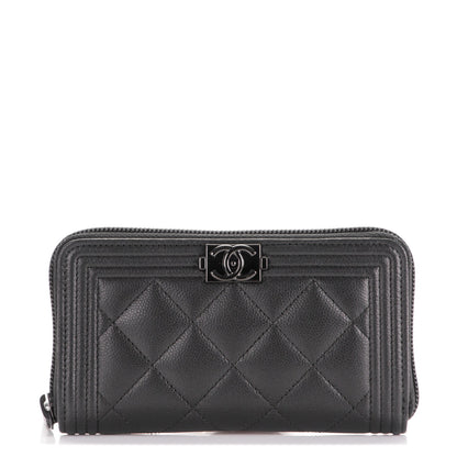 Chanel Caviar Quilted Small Boy Zip Around Wallet So Black 1 of 8