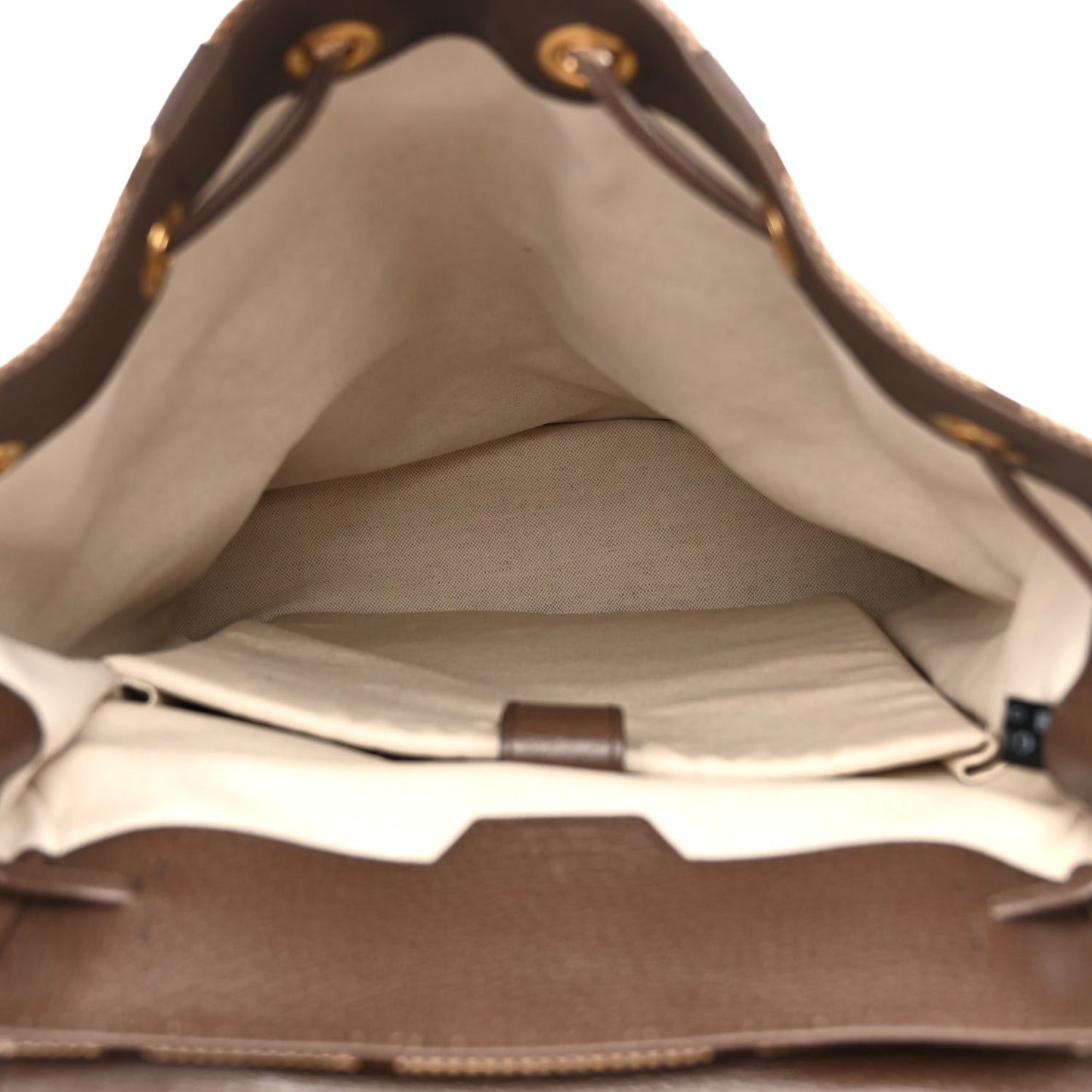 Monogram Jumbo GG Textured Dollar Calfskin Web Double Buckle Backpack Camel Ebony New Acero
