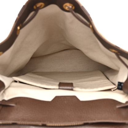 Gucci Monogram Jumbo GG Textured Dollar Calfskin Web Double Buckle Backpack Camel Ebony New Acero 5 of 13