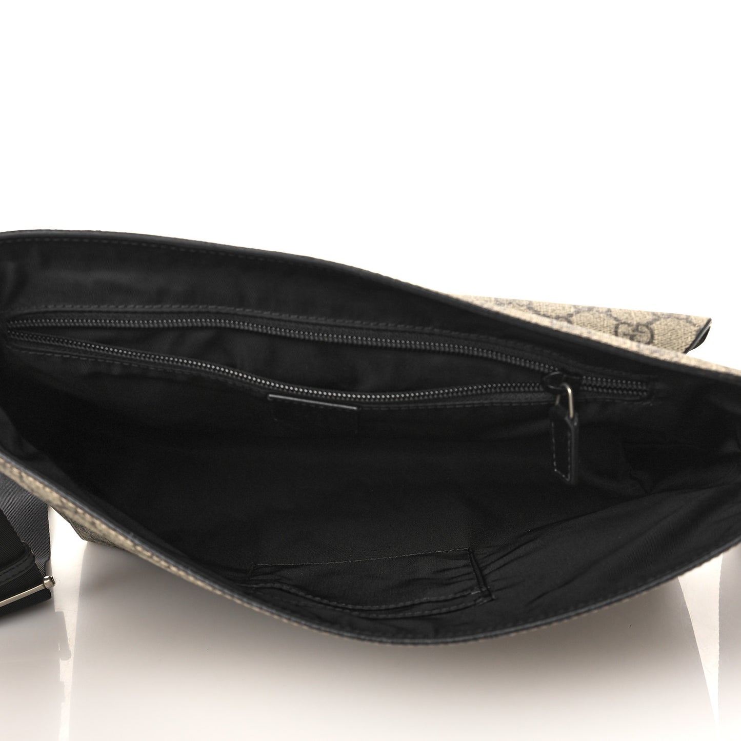 GG Supreme Monogram Web Flap Messenger Bag Black