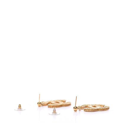 Chanel CC Drop Earrings Matte Gold 3 of 5