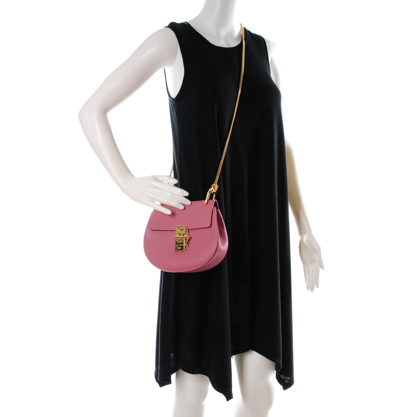 Grained Lambskin Mini Drew Shoulder Bag Faded Rose