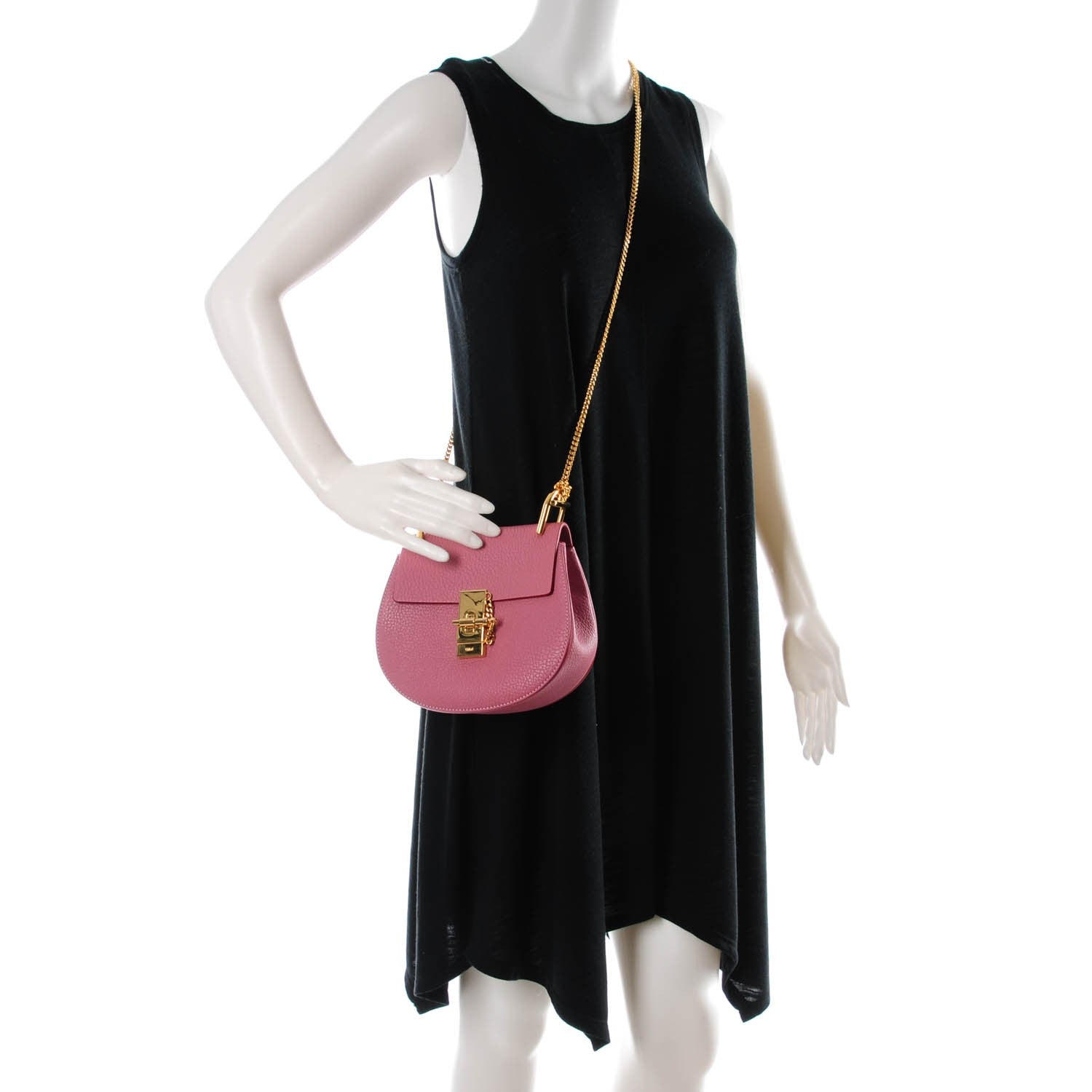 Chloe Grained Lambskin Mini Drew Shoulder Bag Faded Rose 2 of 8