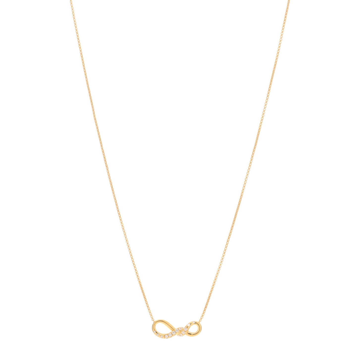 18K Yellow Gold Diamond 19mm Continuance Pendant Necklace