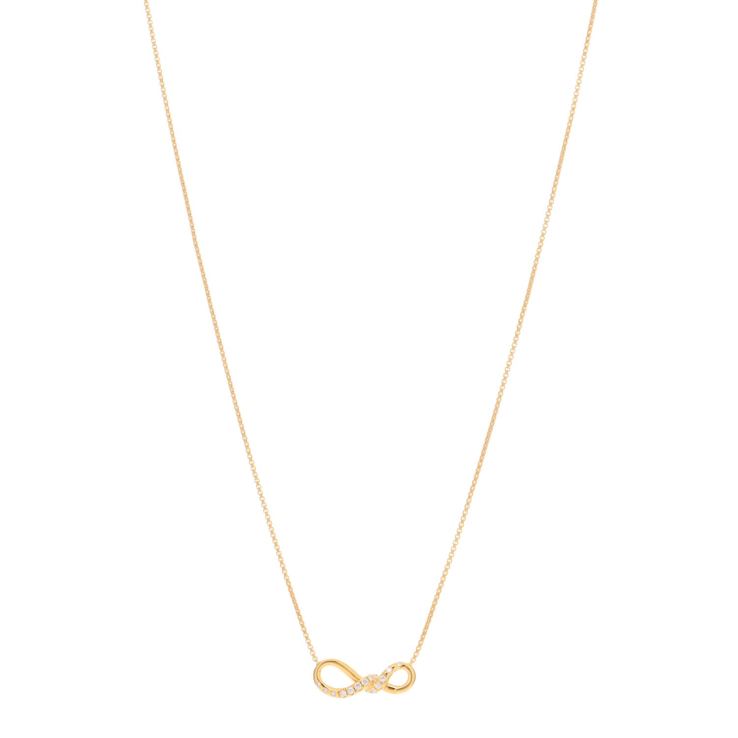 David Yurman 18K Yellow Gold Diamond 19mm Continuance Pendant Necklace 1 of 3
