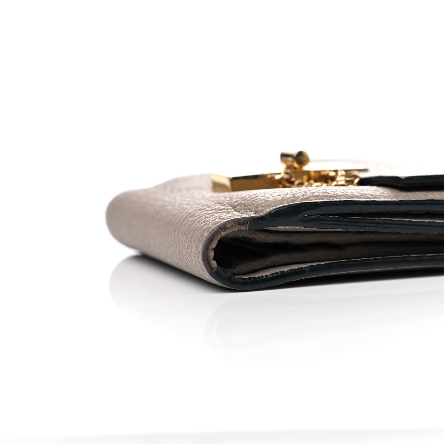 Grained Lambskin Drew Square Wallet Motty Grey