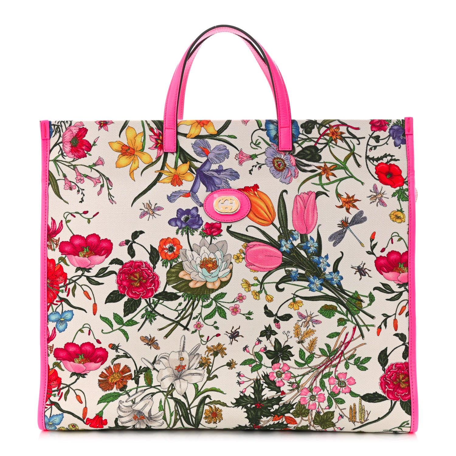 Gucci Canvas Large Flora Tote Pink Multicolor Fuchsia 1 of 10