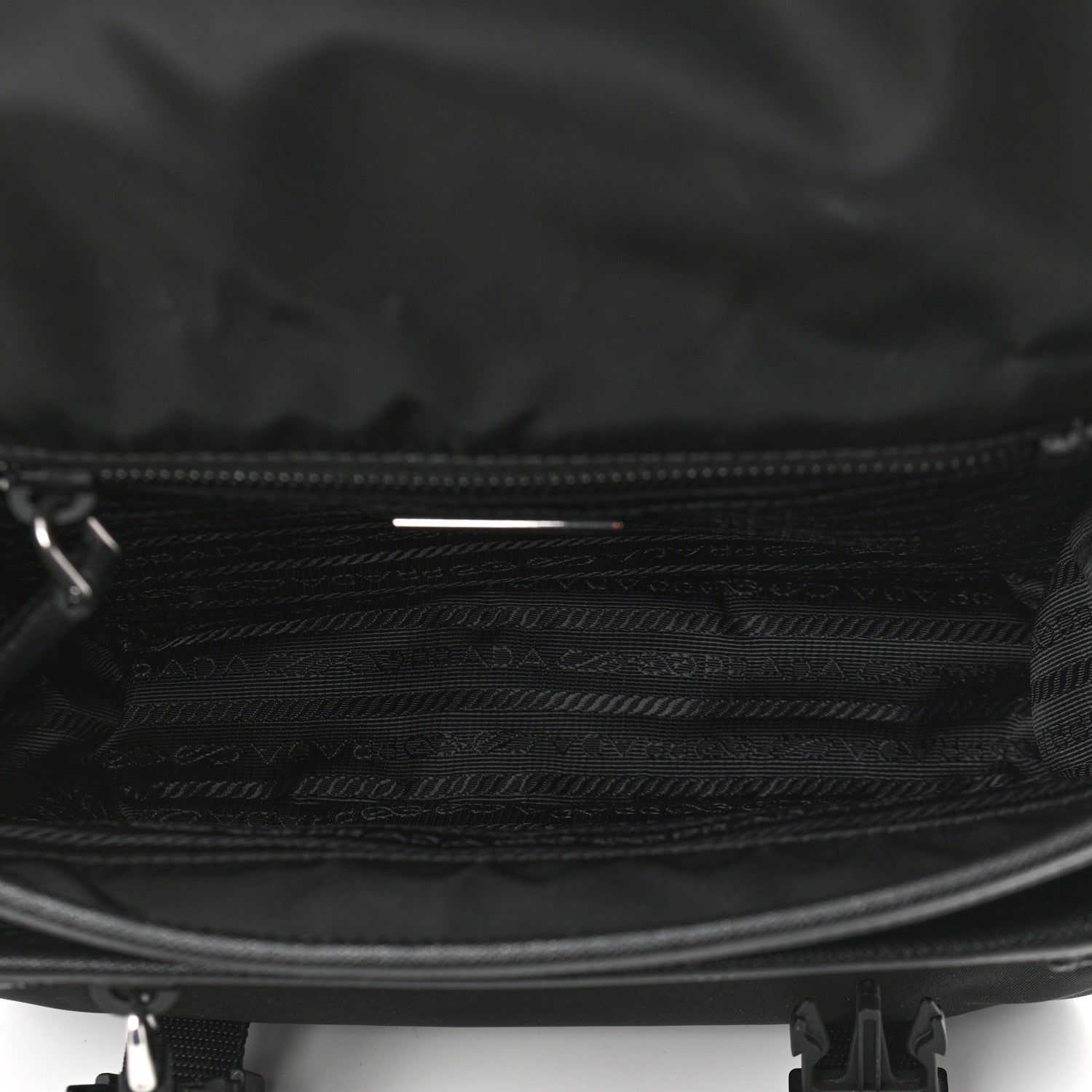 Prada Tessuto Nylon Saffiano Pocket Double Snap Buckle Messenger Shoulder Bag Black 5 of 11