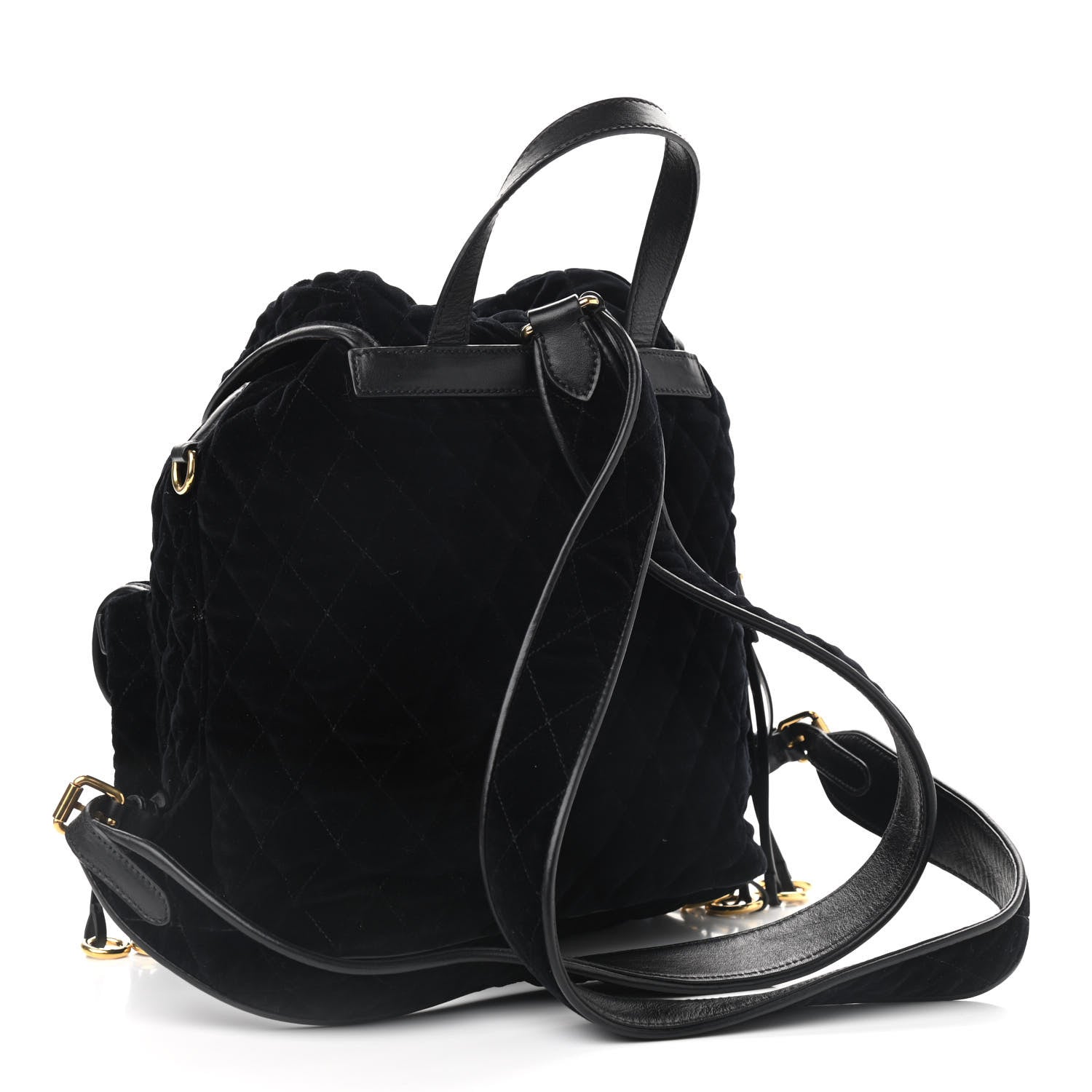 Prada Velluto Velvet Impunture Corsaire Backpack Black 3 of 9