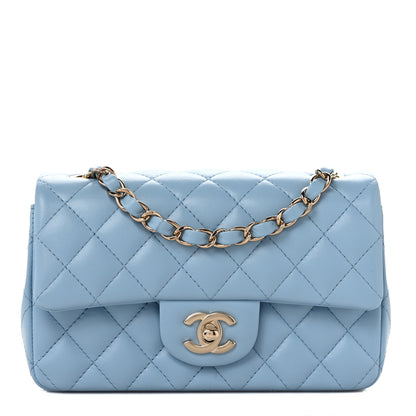 Chanel Lambskin Quilted Mini Rectangular Flap Light Blue 1 of 9