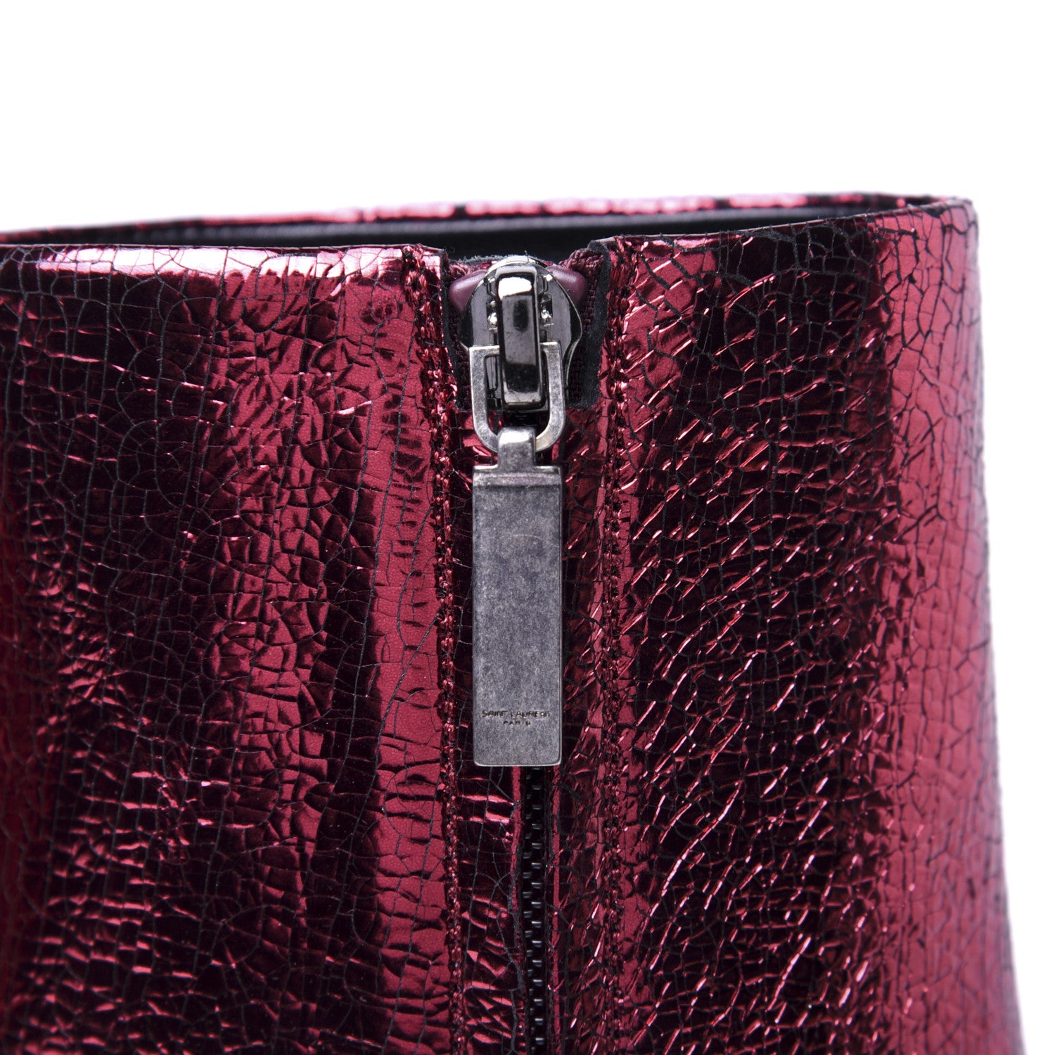 Saint Laurent Metallic Crackled Lou 95 Zip Bootie 36.5 Elect 9 of 18