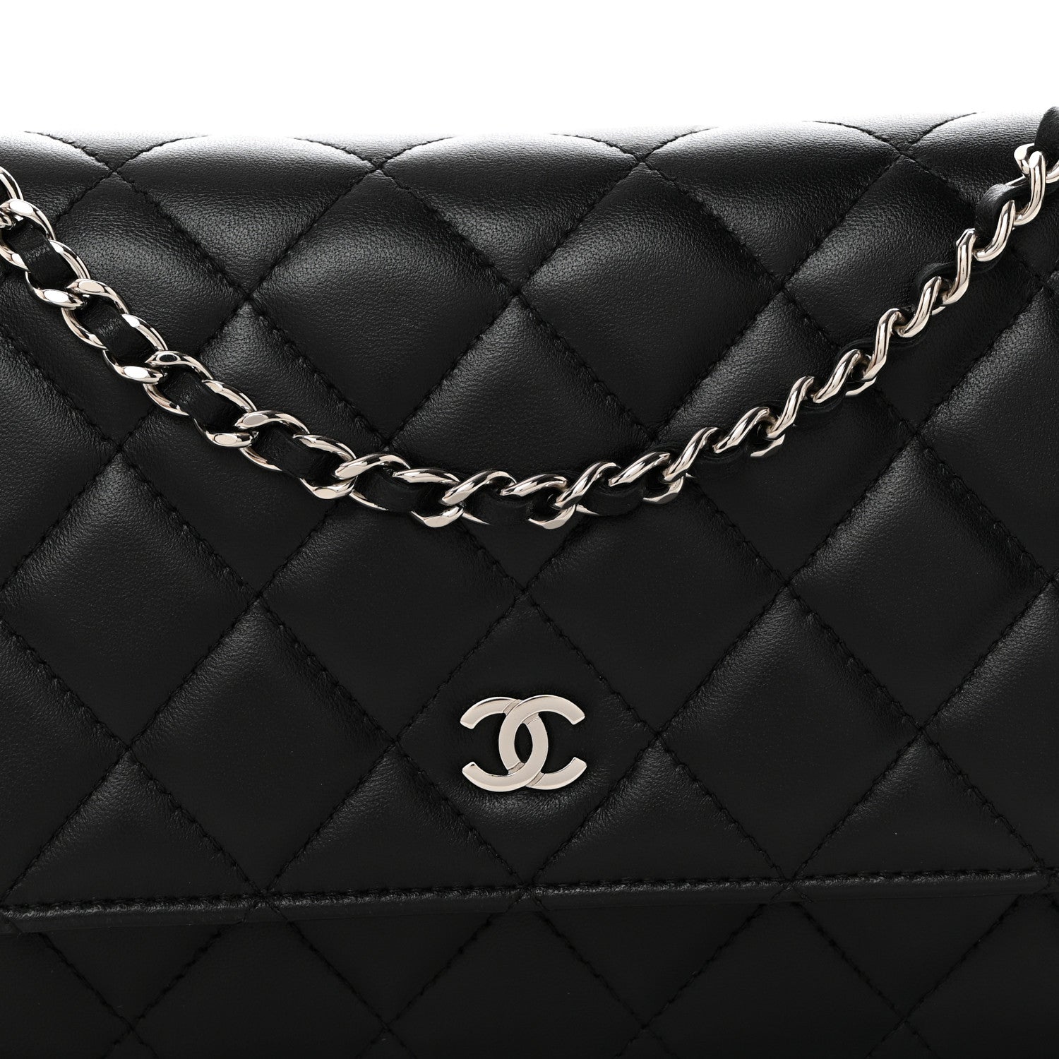 Chanel Lambskin Quilted Wallet On Chain WOC Black 9 of 11