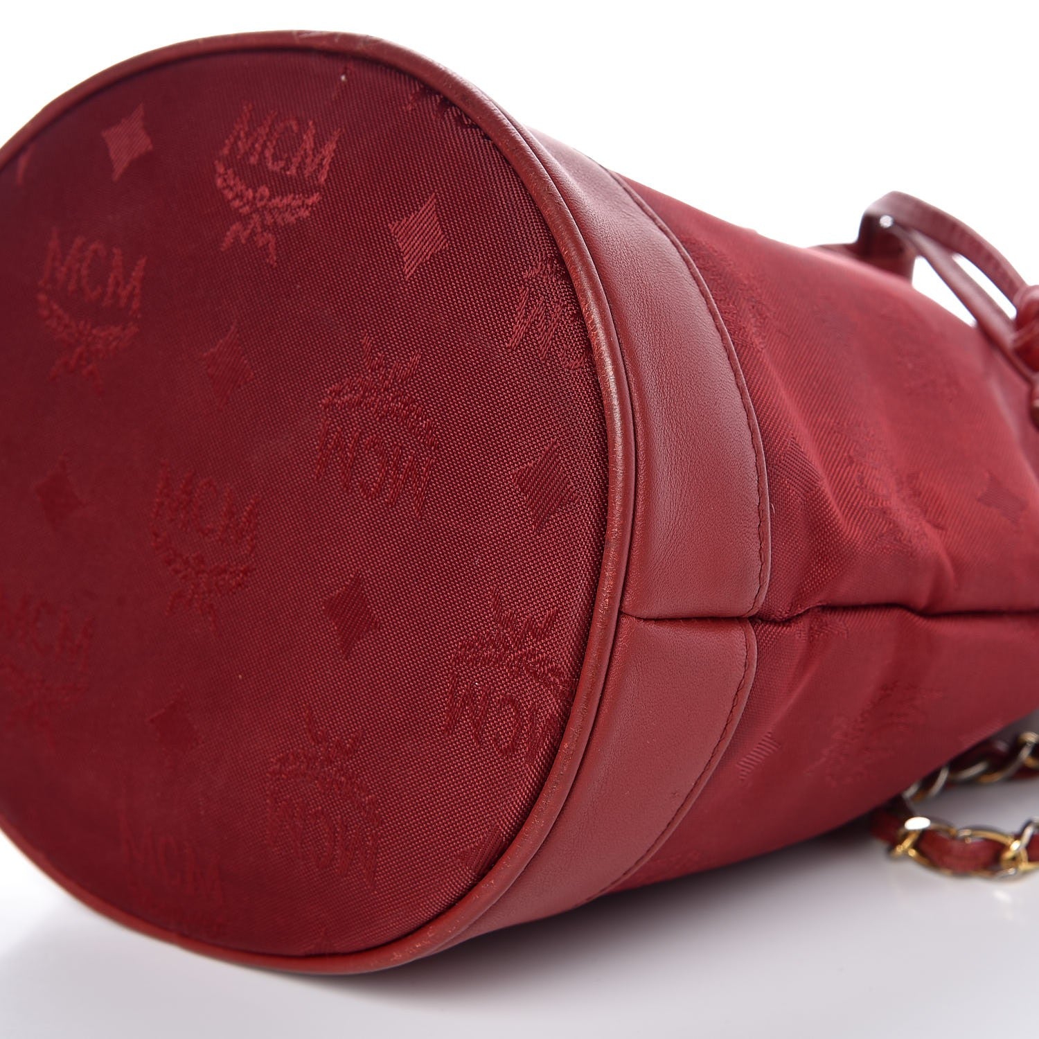 MCM Nylon Monogram Bucket Shoulder Bag Red 17 of 17
