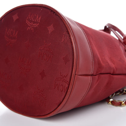MCM Nylon Monogram Bucket Shoulder Bag Red 17 of 17