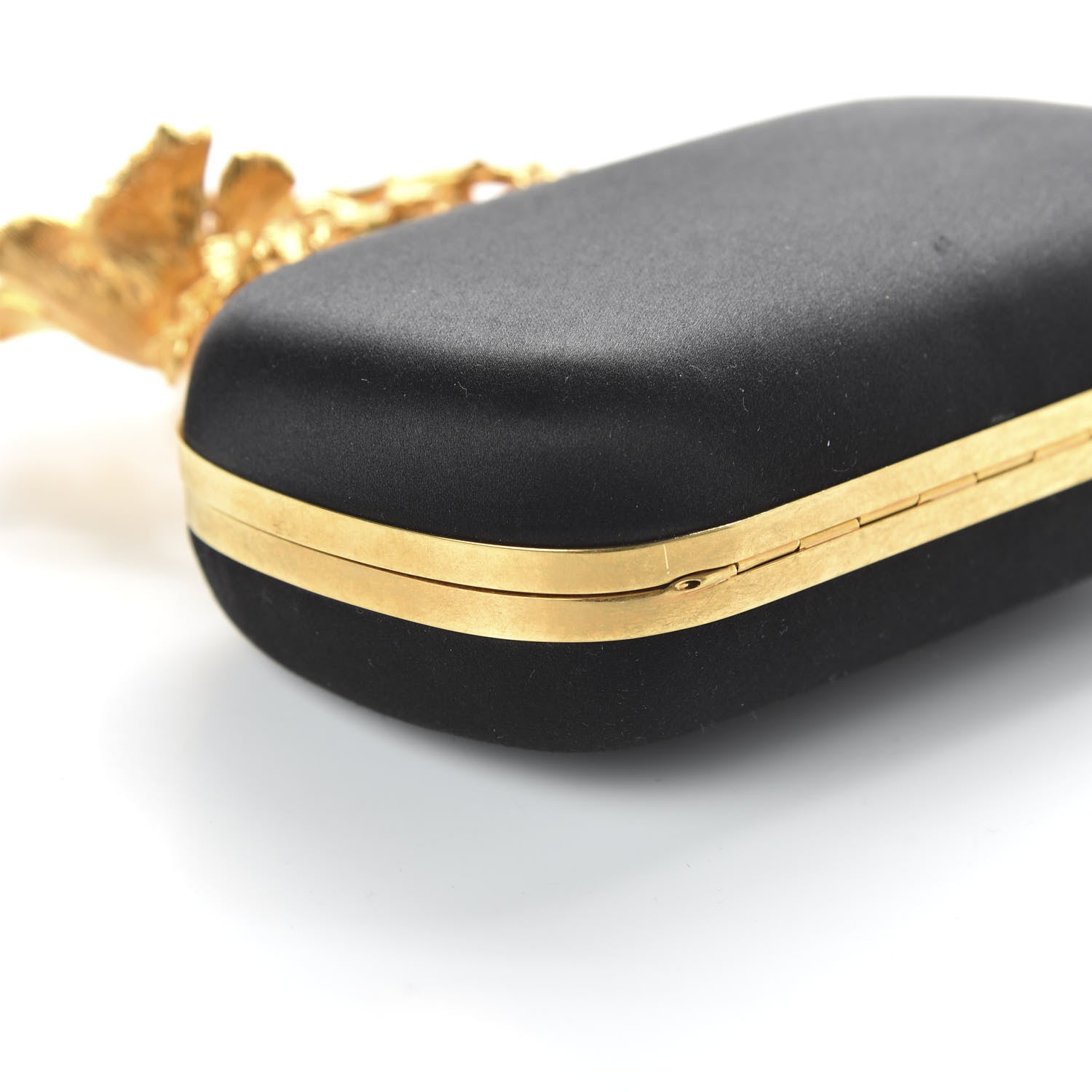 Alexander McQueen Satin Floral Knuckle Duster Box Clutch Black 6 of 8