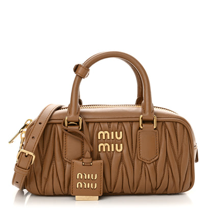 Miu Miu Nappa Matelasse Regular Arcadie Top Handle Bag Caramel 1 of 10