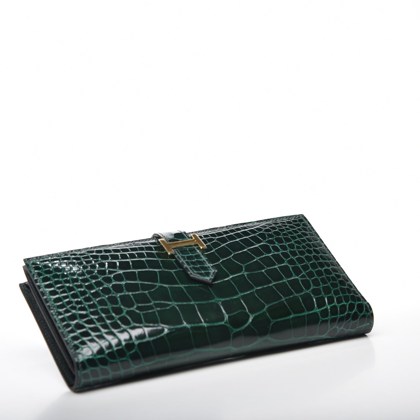 Shiny Alligator Bearn Wallet Vert Fonce