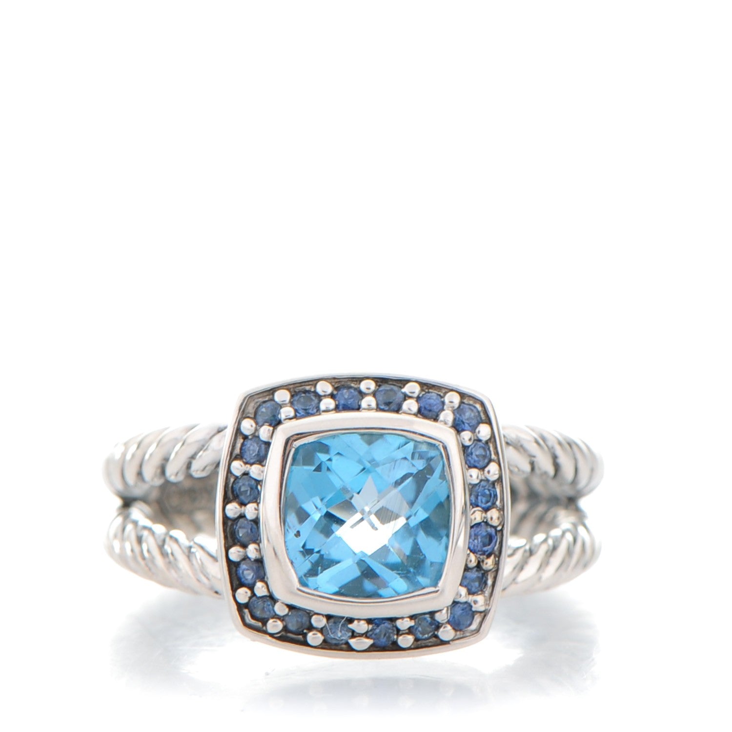 David Yurman Sterling Silver Blue Topaz Sapphire 7mm Petite Cable Candy Ring 51.5 6 1 of 5