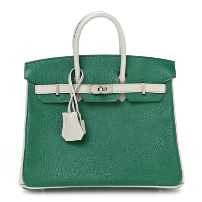 Hermes Chevre Mysore Horseshoe Birkin 25 Vert Vertigo Gris Perle 1 of 11