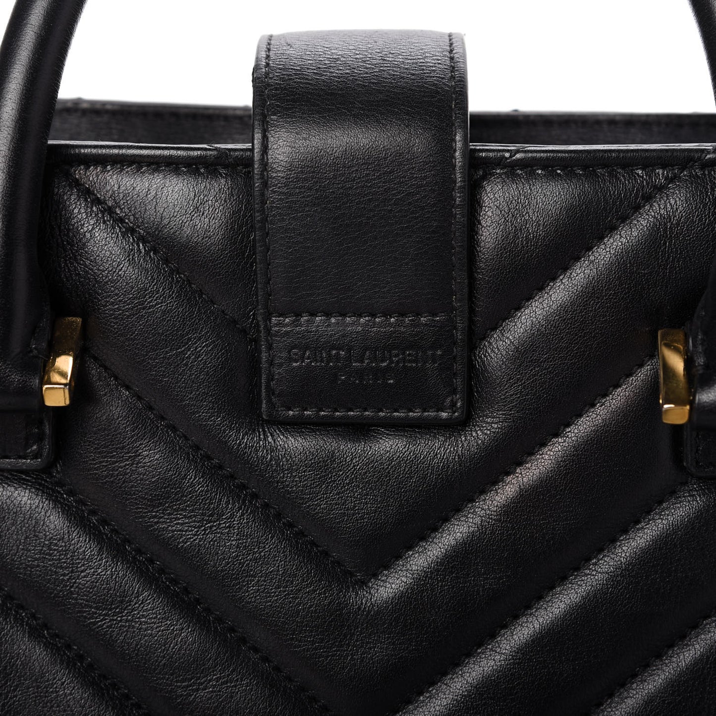 Calfskin Matelasse Chevron Small Monogram Cabas Black