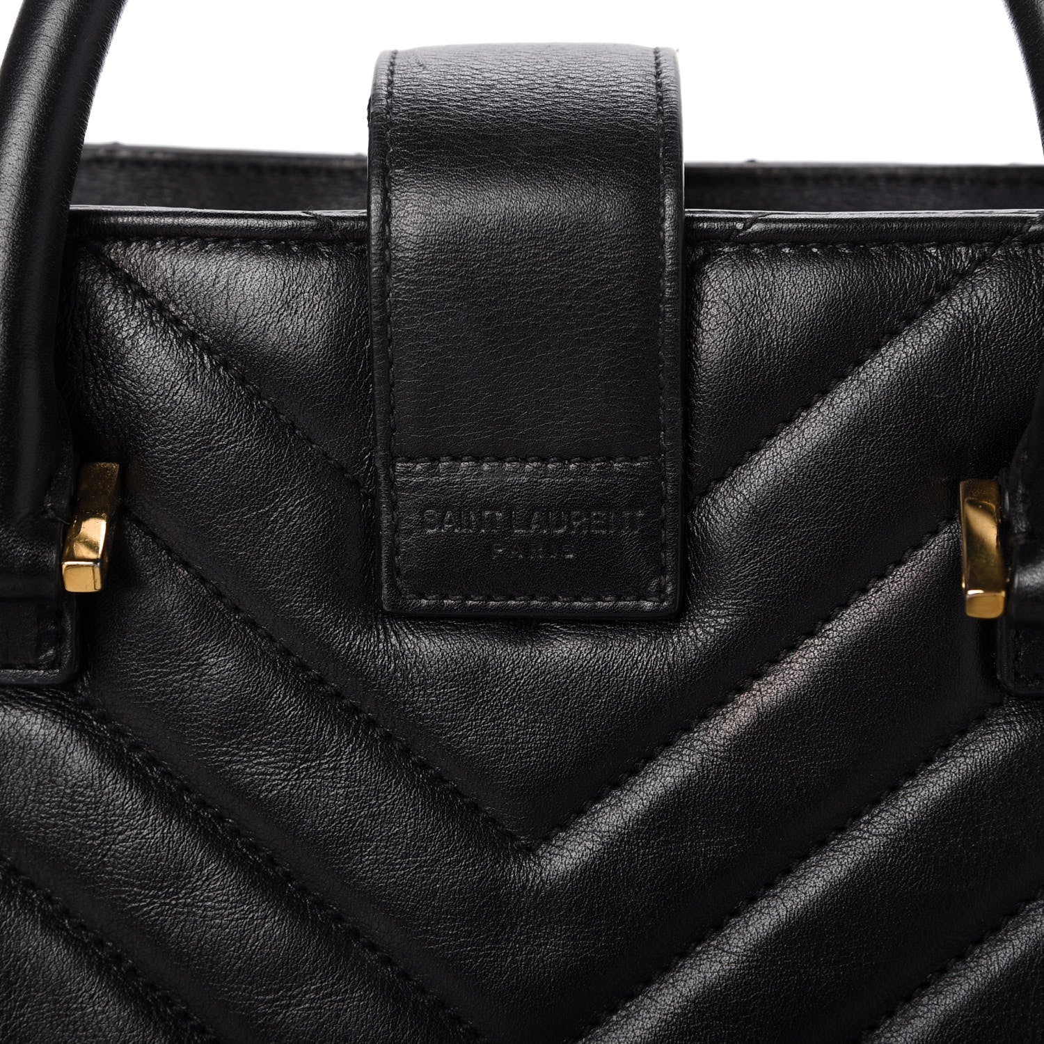 Saint Laurent Calfskin Matelasse Chevron Small Monogram Cabas Black 11 of 11