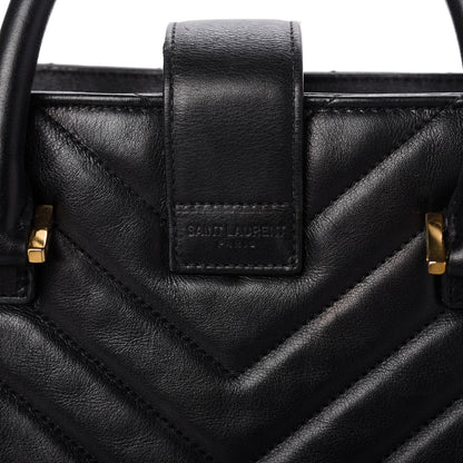 Saint Laurent Calfskin Matelasse Chevron Small Monogram Cabas Black 11 of 11