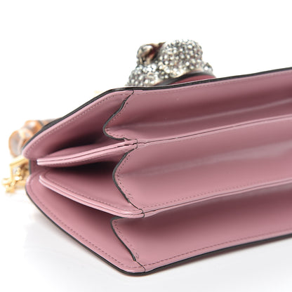 Gucci Calfskin Bamboo Crystal Mini Thiara Top Handle Bag Carmine Rose Gold 8 of 11