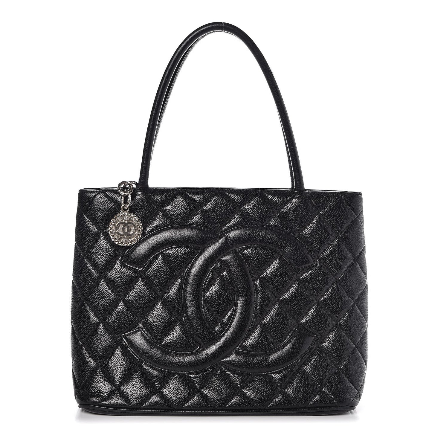 Caviar Quilted Medallion Tote Black