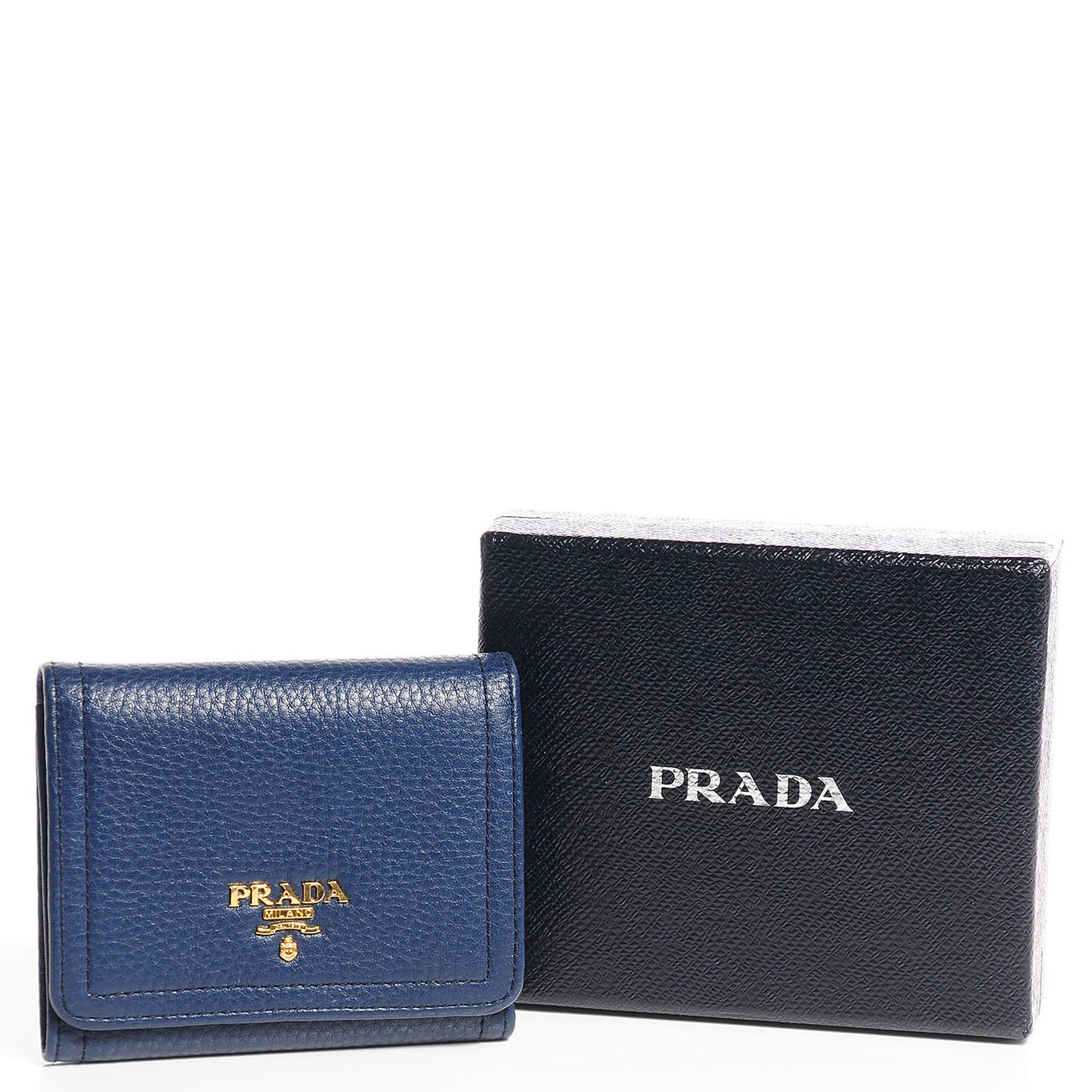 Vitello Daino Metal Tri-Fold Wallet Bleuette