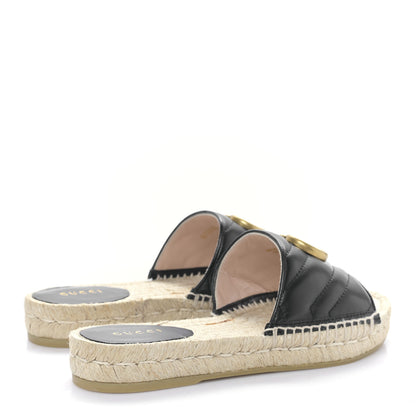 Gucci Nappa Matelasse GG Marmont Espadrille Slide Sandals 35 Black 4 of 10