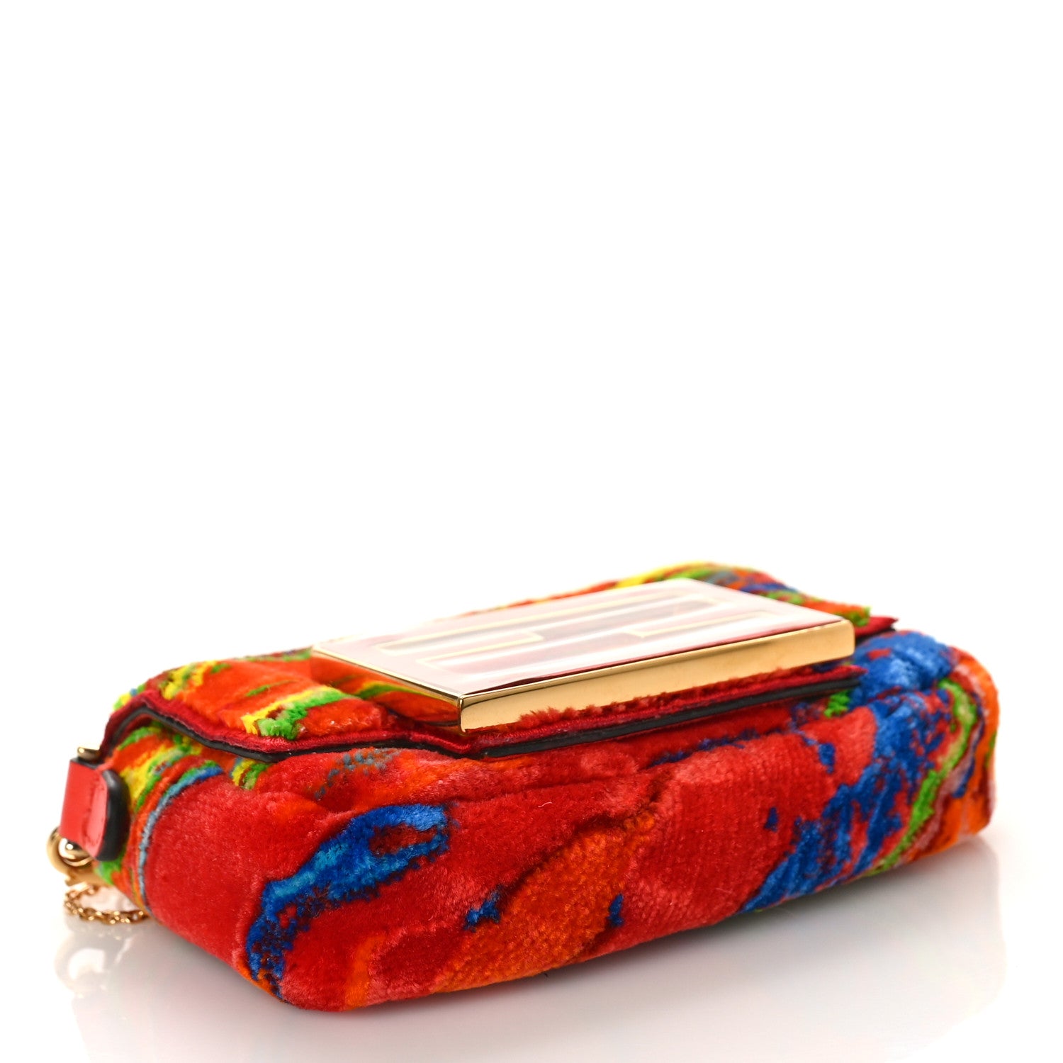 Fendi Velvet Marble Nano Maxi Buckle Baguette Charm Rosso Multicolor 4 of 9