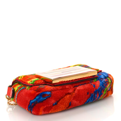 Fendi Velvet Marble Nano Maxi Buckle Baguette Charm Rosso Multicolor 4 of 9