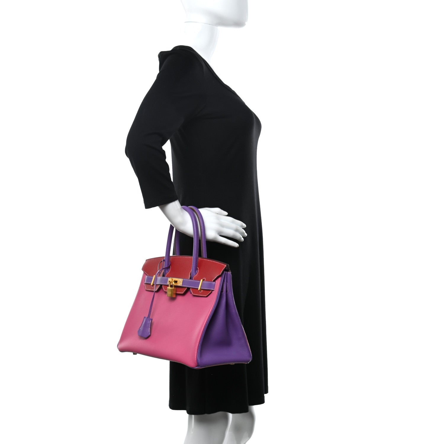 Hermes Chevre Mysore Horseshoe Birkin 30 Rose Tyrien Rouge Garance Parme 2 of 10