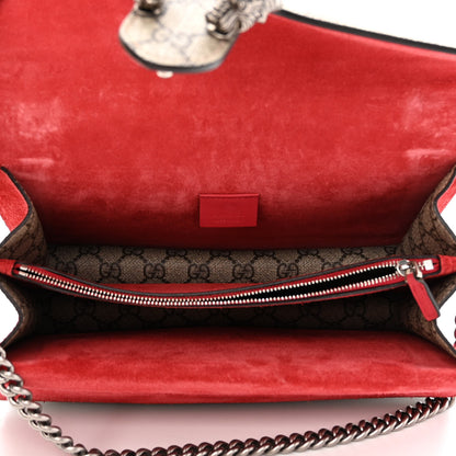 Gucci GG Supreme Monogram Suede Small Dionysus Shoulder Bag Beige Ebony Vulcanic Red 5 of 10