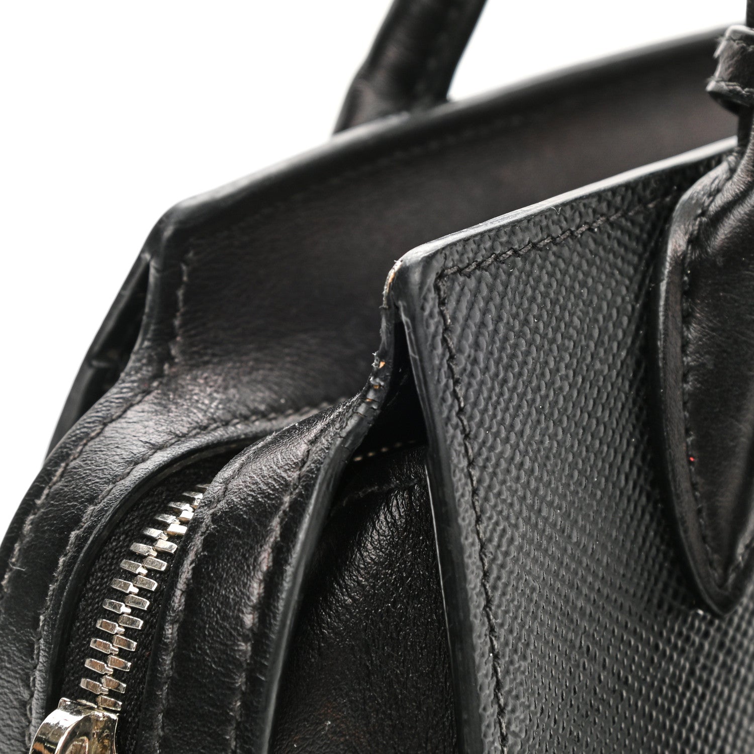 Prada Saffiano Cuir Calfskin Mini Monochrome Top Handle Tote Black 11 of 14