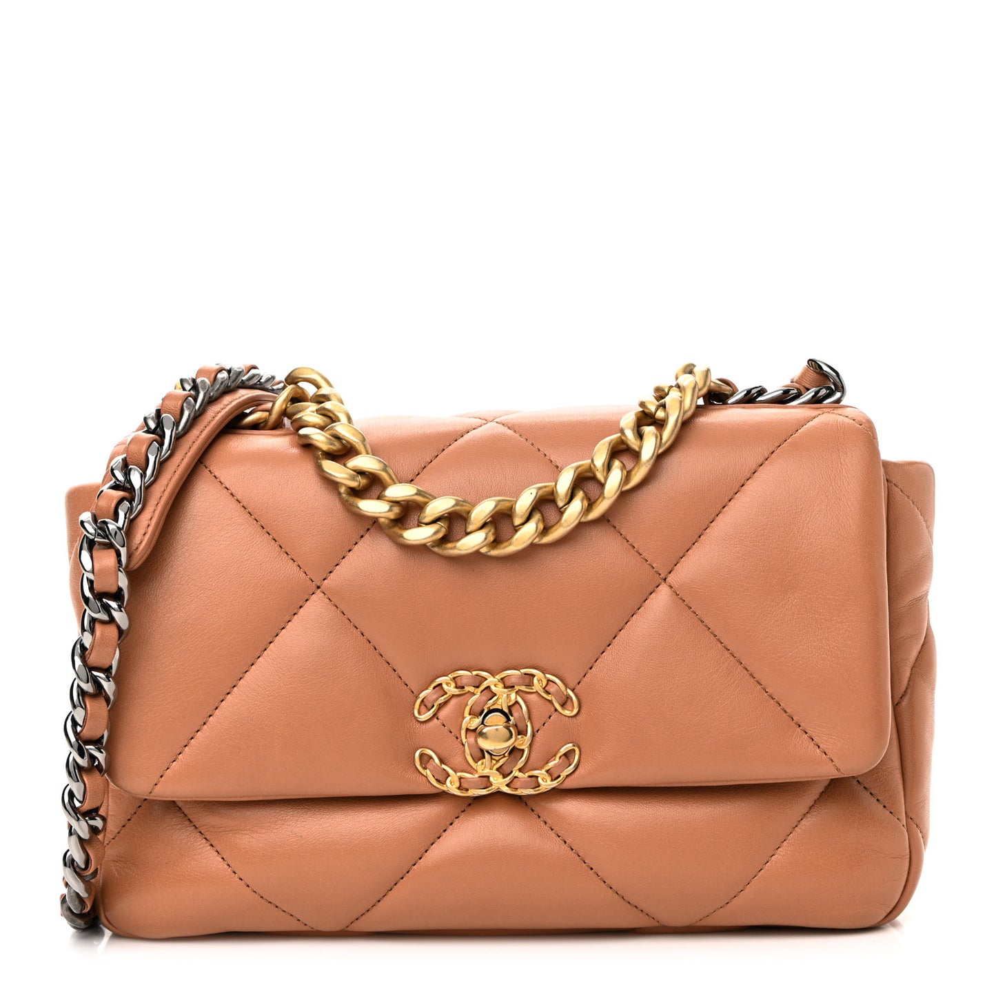 Lambskin Quilted Medium Chanel 19 Flap Brown