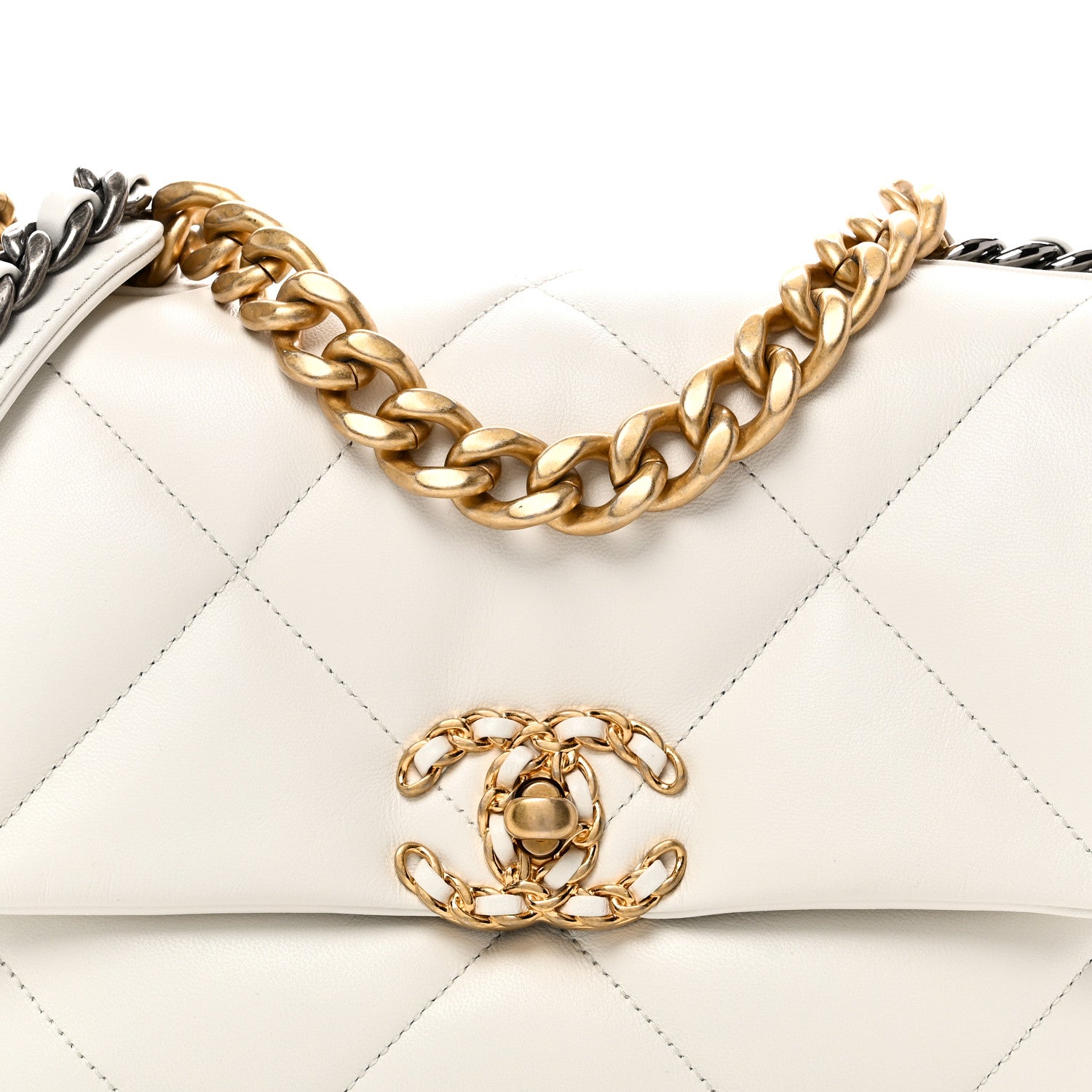 Chanel Goatskin Quilted Medium Chanel 19 Flap White 7 of 9